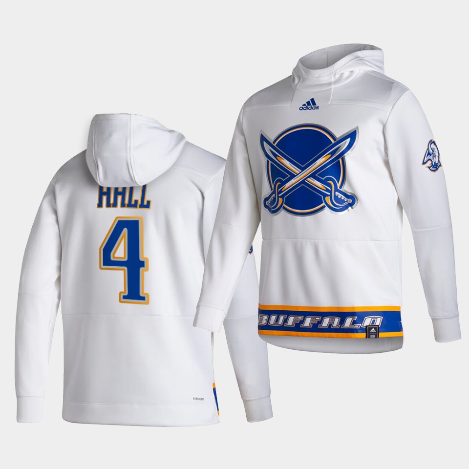 Men Buffalo Sabres #4 Hhll White NHL 2021 Adidas Pullover Hoodie Jersey->buffalo sabres->NHL Jersey